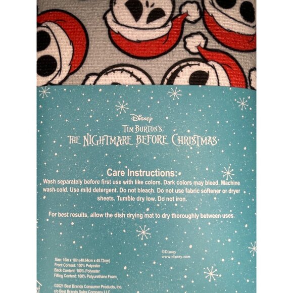 Disney The Nightmare Before Christmas Dish Drying Mat 16" x 18" - Picture 4 of 4